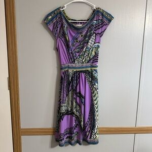 New York & Company Size Medium Purple Paisley Above The Knees Dress